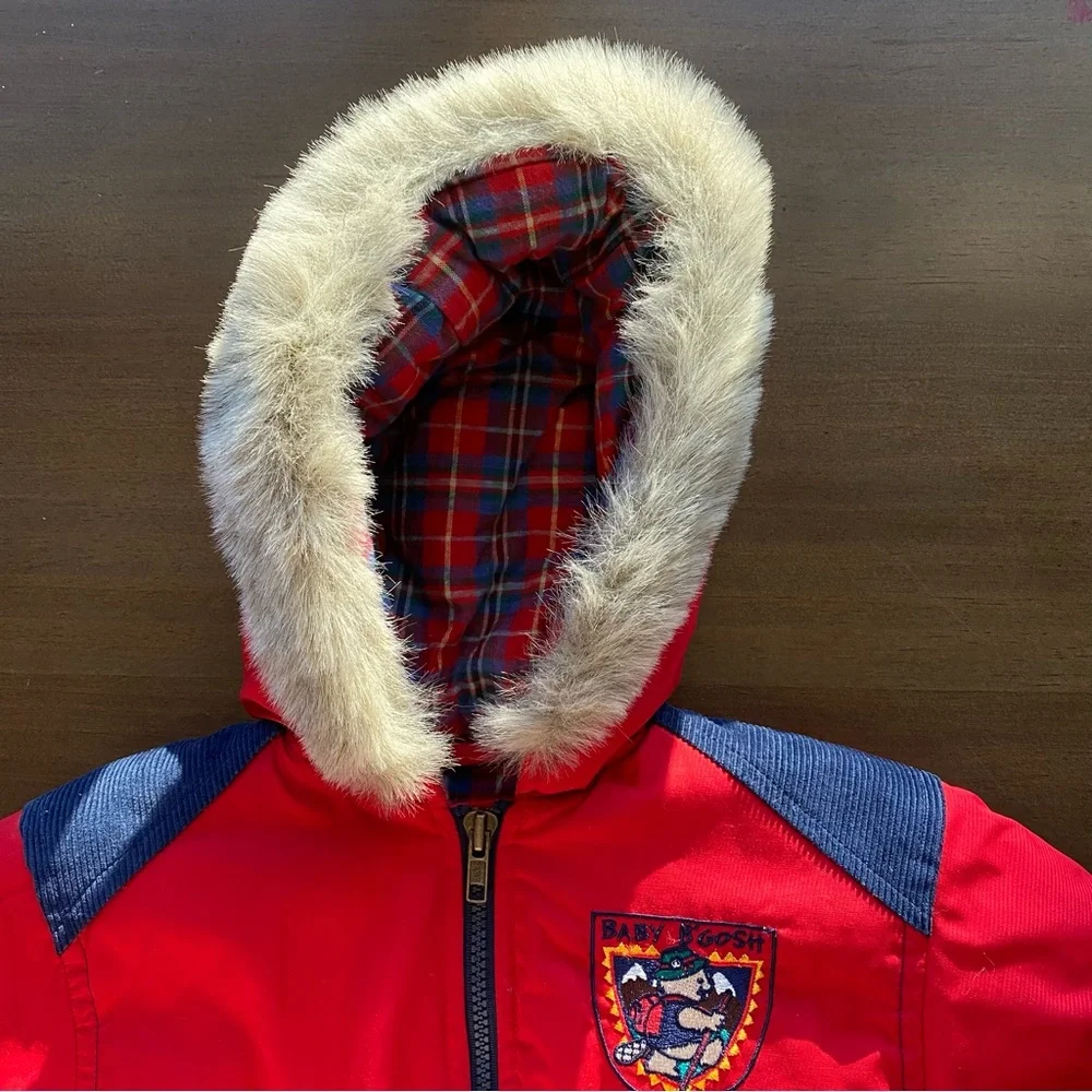 Vintage Baby B’gosh NWT Winter Coat Red Navy Beaver 12 Months Dead Stock Boy